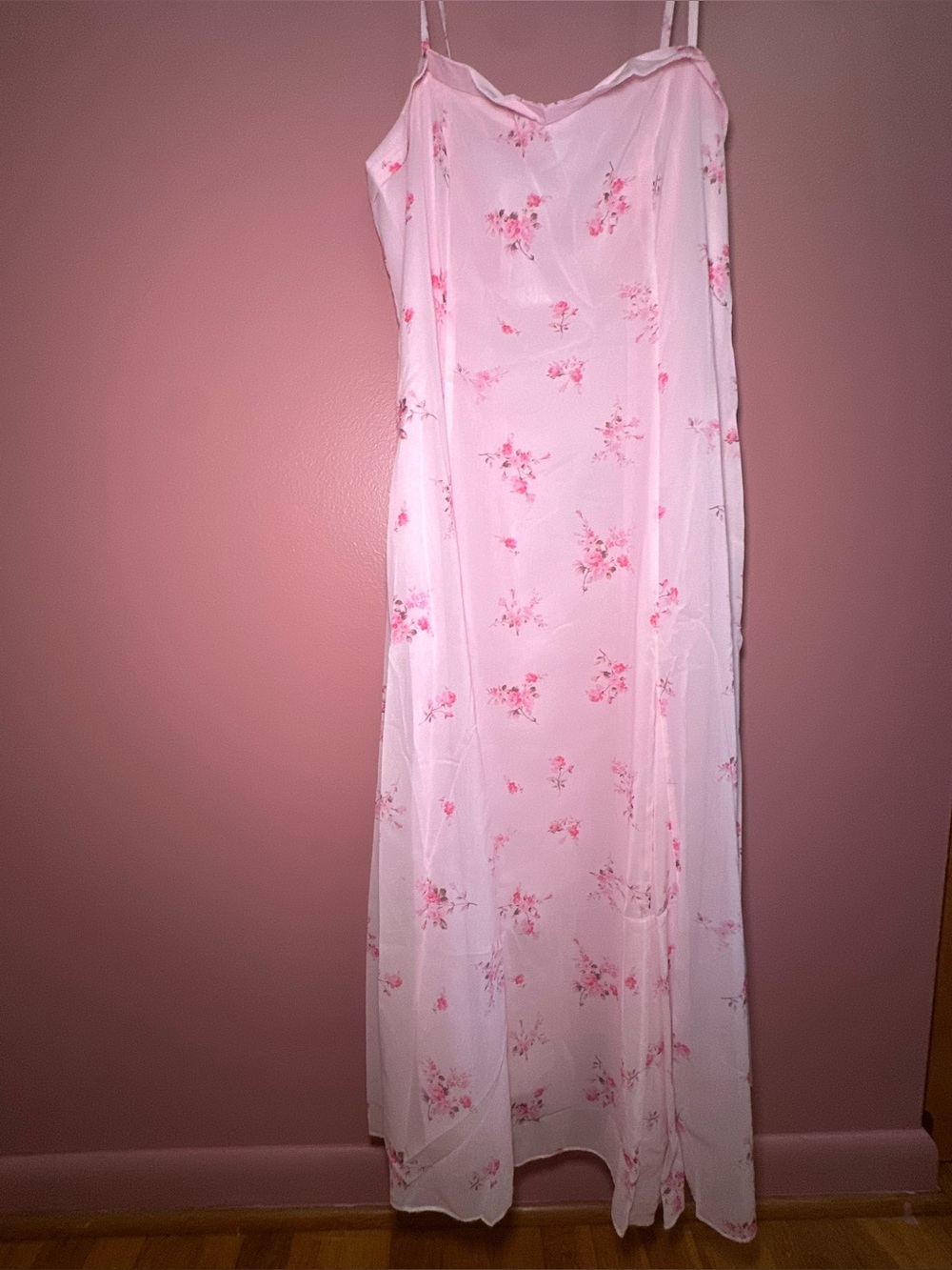 Women's Pink Floral Slip Dress - Brand: M